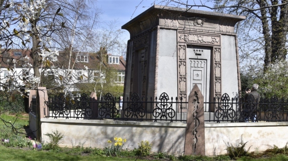 A decorative mausoleum